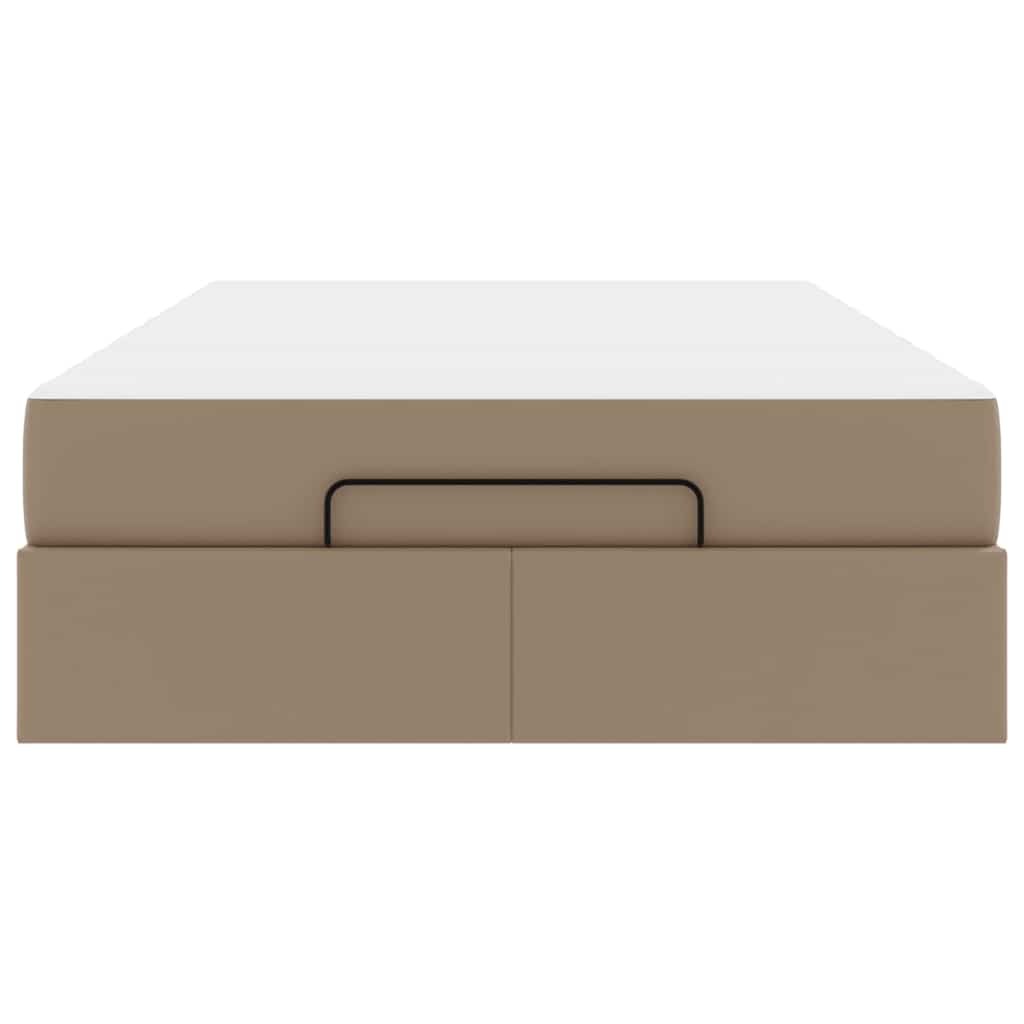 Sengeramme Med Madras Cappuccino 120 X 190 Cm Kunstlæder Lysegrå Og Mørkegrå