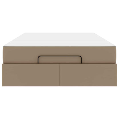 Sengeramme Med Madras Cappuccino 120 X 190 Cm Kunstlæder Lysegrå Og Mørkegrå