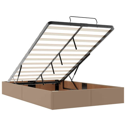 Sengeramme Med Madras Cappuccino 120 X 190 Cm Kunstlæder Lysegrå Og Mørkegrå