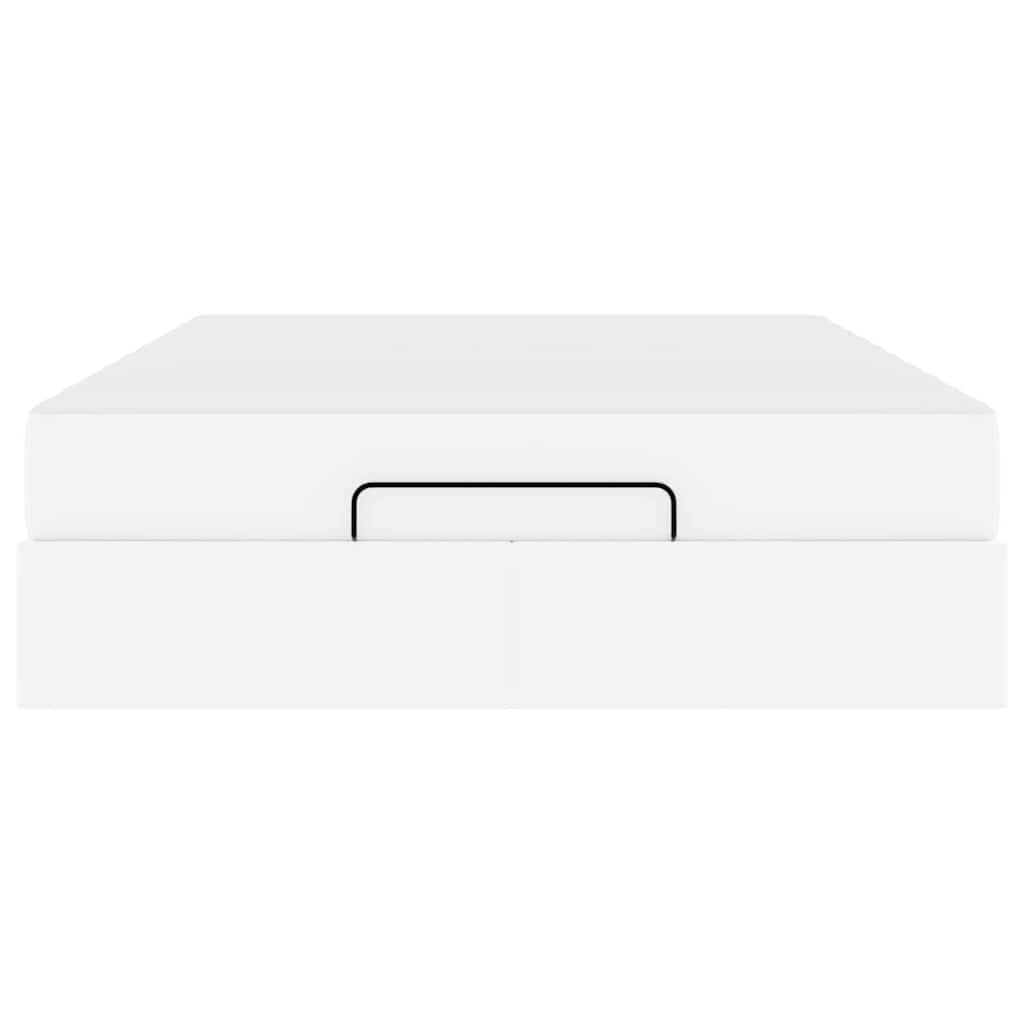 Sengeramme Med Madras Ren Hvid 140 X 190 Cm Kunstlæder Lysegrå Og Mørkegrå