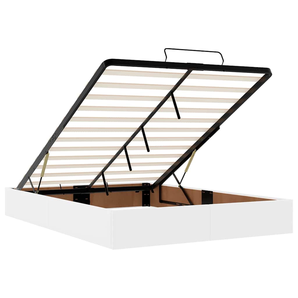 Sengeramme Med Madras Ren Hvid 140 X 190 Cm Kunstlæder Lysegrå Og Mørkegrå