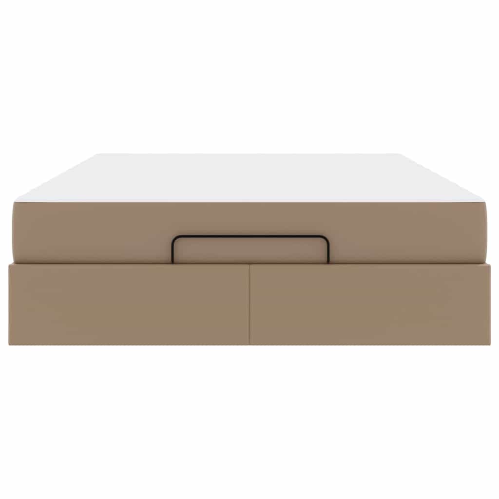 Sengestel Med Madras Cappuccino 140 X 200 Cm Kunstlæder Lysegrå Og Mørkegrå