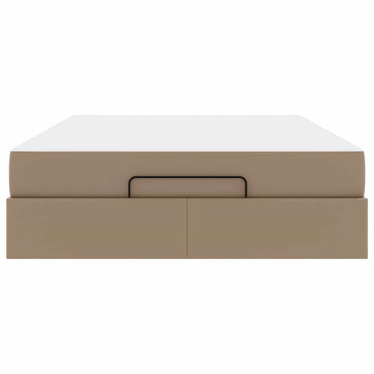 Sengestel Med Madras Cappuccino 140 X 200 Cm Kunstlæder Lysegrå Og Mørkegrå