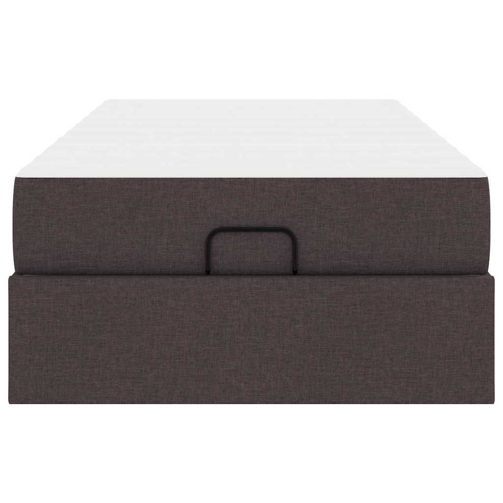 Sengestel Med Madras Mørkebrun 80 X 200 Cm Stof Lysegrå Og Mørkegrå
