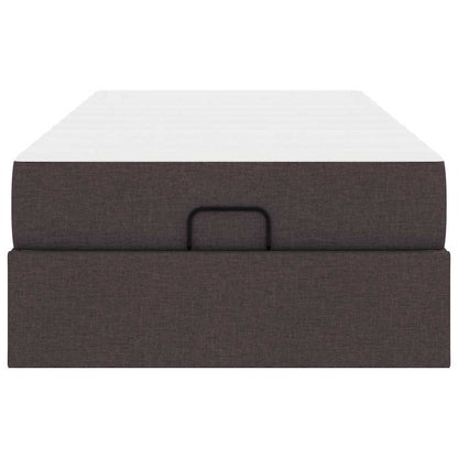 Sengestel Med Madras Mørkebrun 80 X 200 Cm Stof Lysegrå Og Mørkegrå