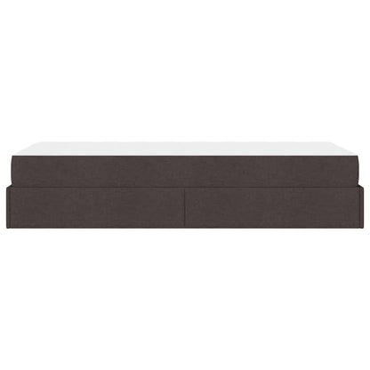 Sengestel Med Madras Mørkebrun 80 X 200 Cm Stof Lysegrå Og Mørkegrå