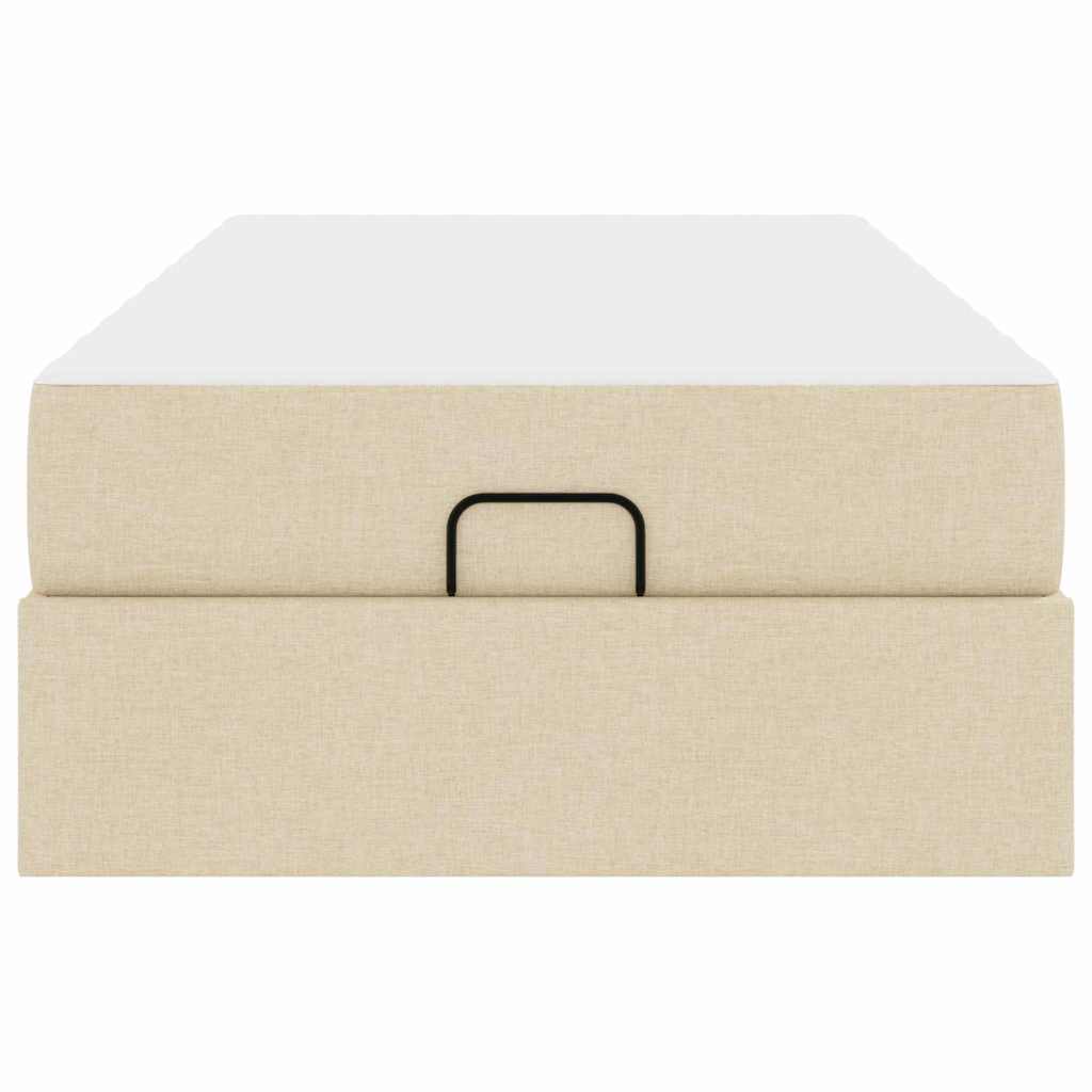 Sengestel Med Madras Creme 80 X 200 Cm Stof Lysegrå Og Mørkegrå