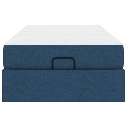 Sengestel Med Madras Blå 80 X 200 Cm Stof Lysegrå Og Mørkegrå