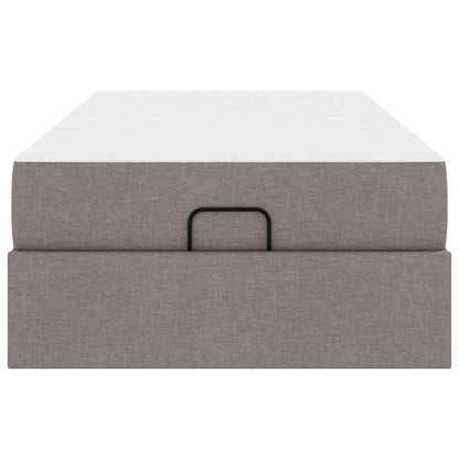 Sengestel Med Madras Gråbrun 90 X 190 Cm Stof Lysegrå Og Mørkegrå