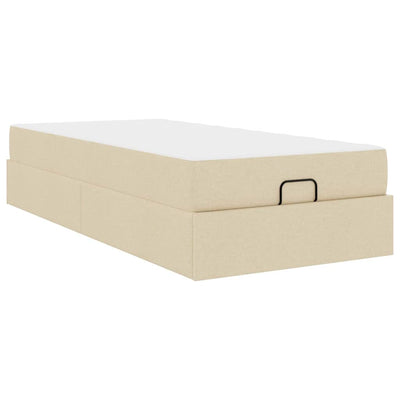 Sengestel Med Madras Creme 90 X 190 Cm Stof Lysegrå Og Mørkegrå