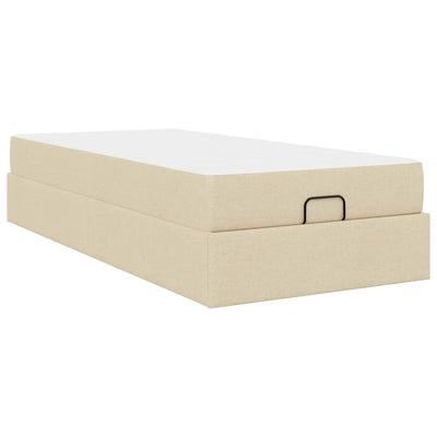 Sengestel Med Madras Creme 90 X 190 Cm Stof Lysegrå Og Mørkegrå