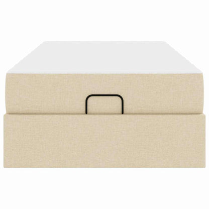 Sengestel Med Madras Creme 90 X 190 Cm Stof Lysegrå Og Mørkegrå