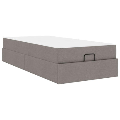 Sengestel Med Madras Gråbrun 90 X 200 Cm Stof Lysegrå Og Mørkegrå