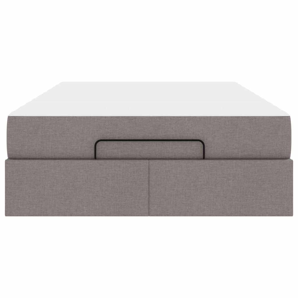 Sengestel Med Madras Gråbrun 120 X 190 Cm Stof Lysegrå Og Mørkegrå