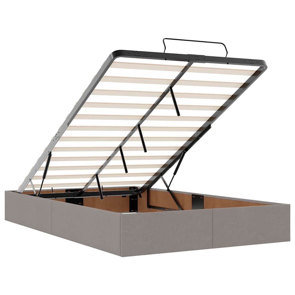 Sengestel Med Madras Gråbrun 120 X 190 Cm Stof Lysegrå Og Mørkegrå