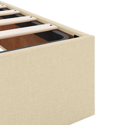 Sengestel Med Madras Creme 120 X 190 Cm Stof Lysegrå Og Mørkegrå