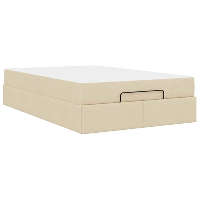 Sengestel Med Madras Creme 120 X 190 Cm Stof Lysegrå Og Mørkegrå