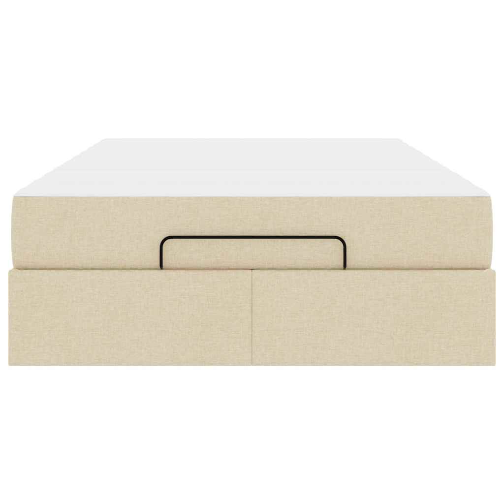 Sengestel Med Madras Creme 120 X 190 Cm Stof Lysegrå Og Mørkegrå