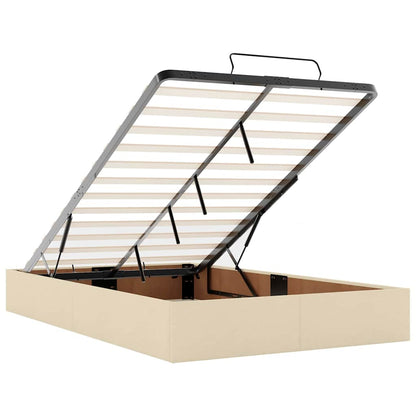 Sengestel Med Madras Creme 120 X 190 Cm Stof Lysegrå Og Mørkegrå