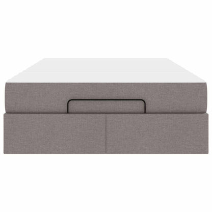 Sengestel Med Madras Gråbrun 120 X 200 Cm Stof Lysegrå Og Mørkegrå