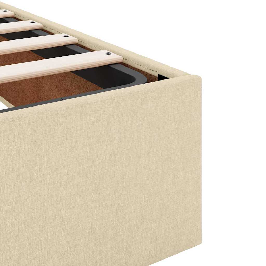 Sengestel Med Madras Creme 120 X 200 Cm Stof Lysegrå Og Mørkegrå