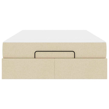 Sengestel Med Madras Creme 120 X 200 Cm Stof Lysegrå Og Mørkegrå