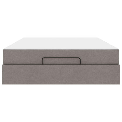 Sengestel Med Madras Gråbrun 140 X 190 Cm Stof Lysegrå Og Mørkegrå