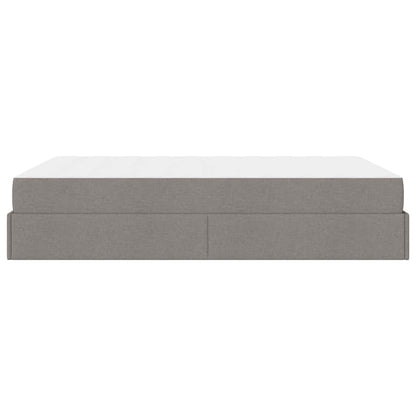 Sengestel Med Madras Gråbrun 140 X 190 Cm Stof Lysegrå Og Mørkegrå