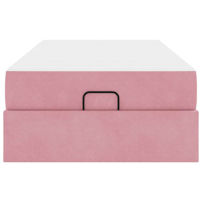 Sengestel Med Madras Med Opbevaring Lyserød 80 X 200 Cm Fløjl Lysegrå Og Mørkegrå