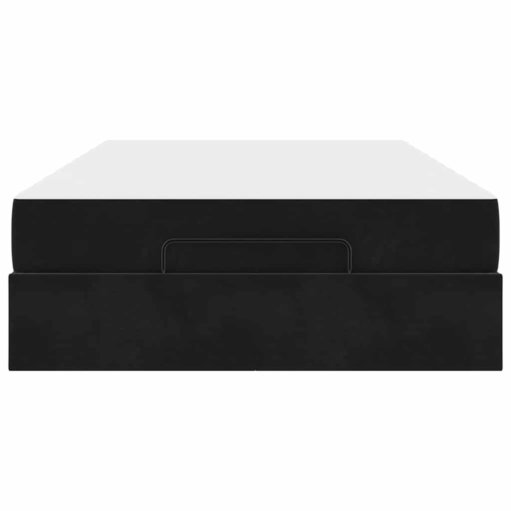 Sengestel Med Madras Med Opbevaring Sort 120 X 190 Cm Fløjl Lysegrå Og Mørkegrå