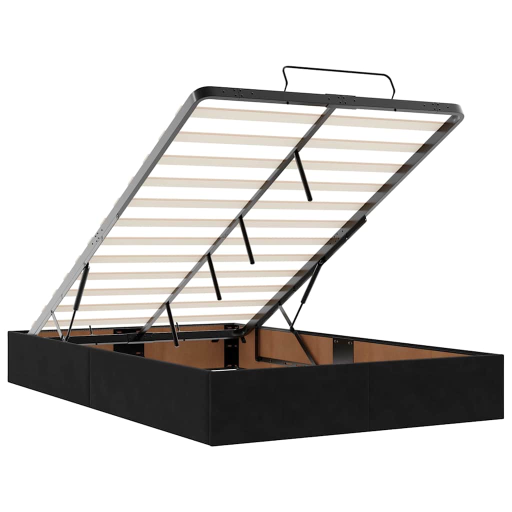 Sengestel Med Madras Med Opbevaring Sort 120 X 190 Cm Fløjl Lysegrå Og Mørkegrå