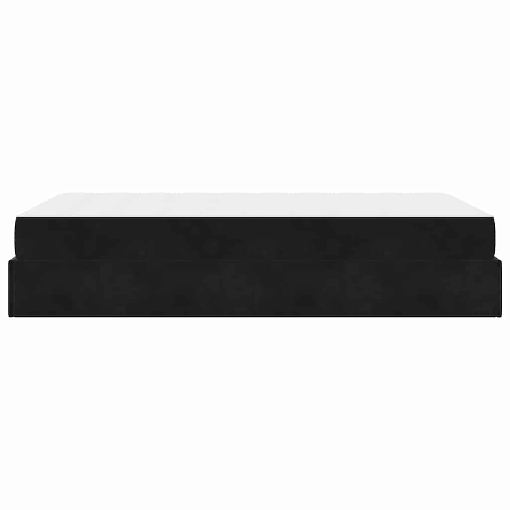 Sengestel Med Madras Med Opbevaring Sort 120 X 190 Cm Fløjl Lysegrå Og Mørkegrå