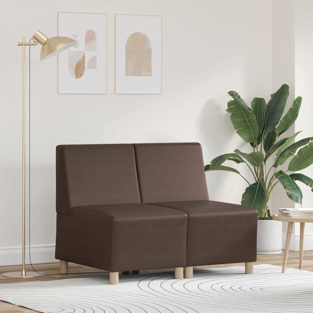 Modulsofa Enhed Uden Arme 2 Pcs Brun 55 X 74 X 82 Cm Faux Læder Lysegrå Og Mørkegrå