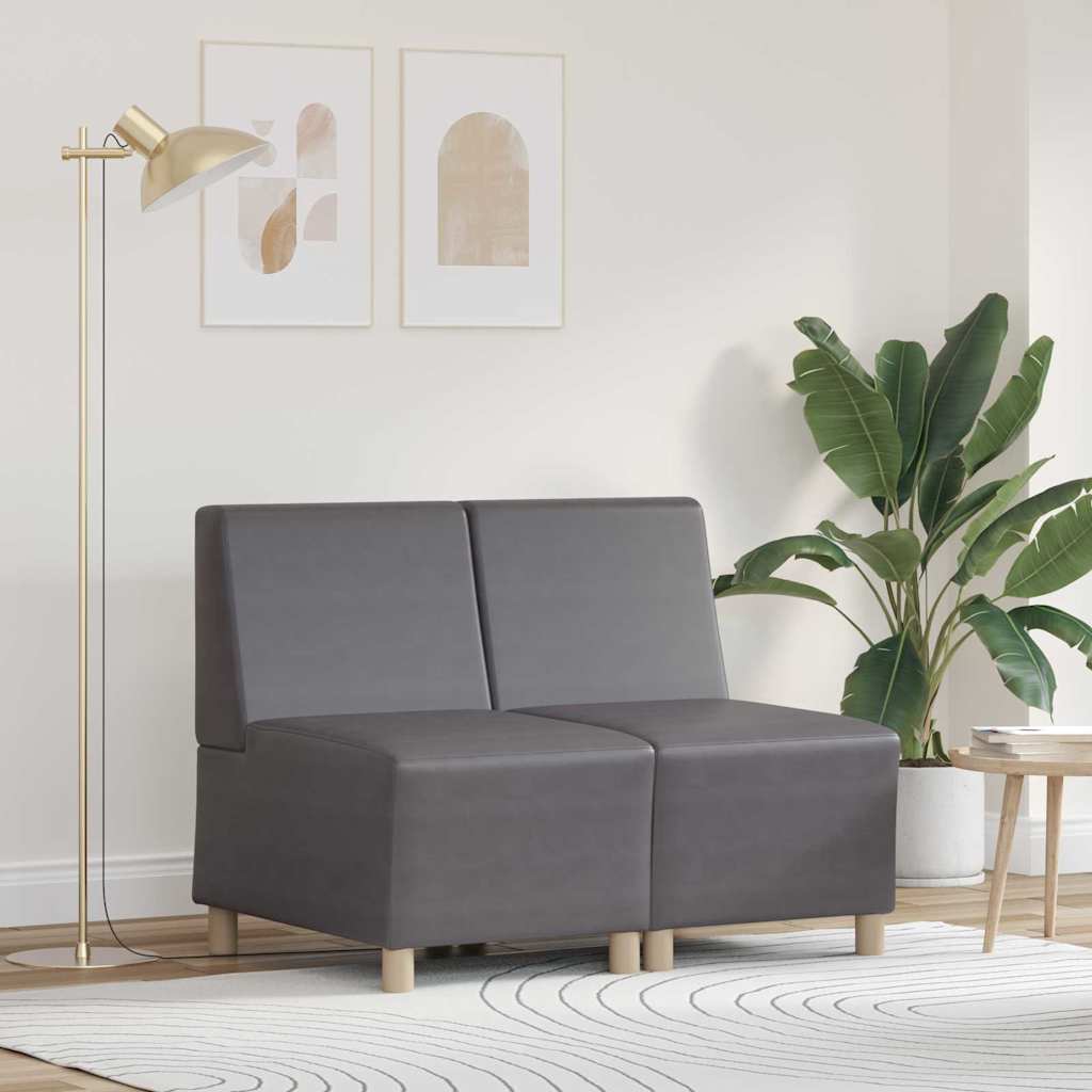 Modulsofa Enhed Uden Arme 2 Pcs Grå 55 X 74 X 82 Cm Faux Læder Lysegrå Og Mørkegrå