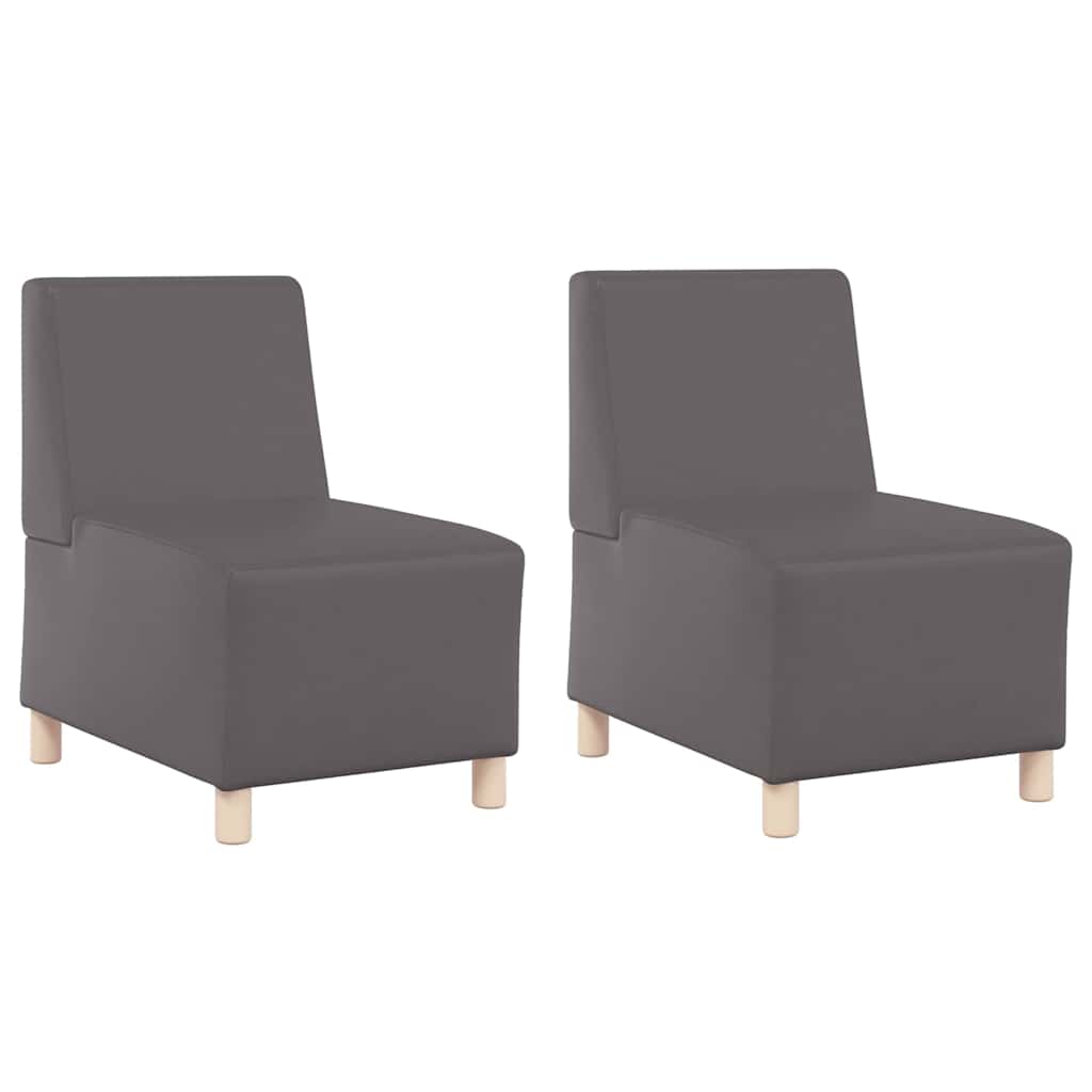 Modulsofa Enhed Uden Arme 2 Pcs Grå 55 X 74 X 82 Cm Faux Læder Lysegrå Og Mørkegrå