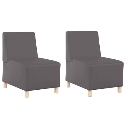 Modulsofa Enhed Uden Arme 2 Pcs Grå 55 X 74 X 82 Cm Faux Læder Lysegrå Og Mørkegrå