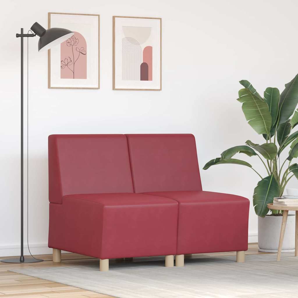 Modulsofa Enhed Uden Arme 2 Pcs Vinrød 55 X 74 X 82 Cm Lysegrå Og Mørkegrå