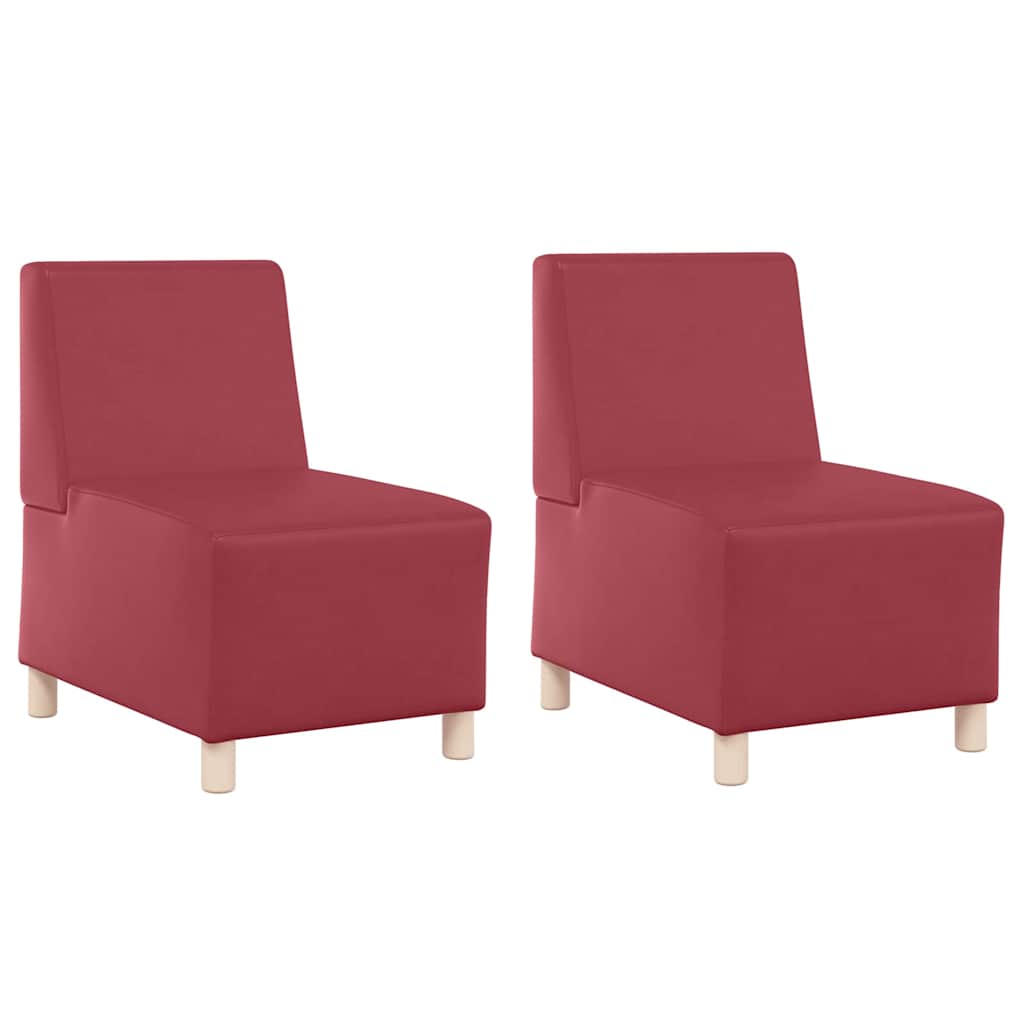 Modulsofa Enhed Uden Arme 2 Pcs Vinrød 55 X 74 X 82 Cm Lysegrå Og Mørkegrå