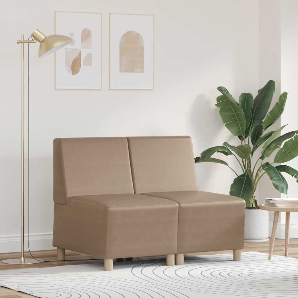 Modulsofa Enhed Uden Arme 2 Pcs Cappuccino 55 X 74 X 82 Cm Lysegrå Og Mørkegrå