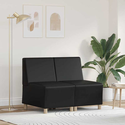 Modulsofa Enhed Uden Arme 2 Pcs Sort 55 X 74 X 82 Cm Faux Læder Lysegrå Og Mørkegrå