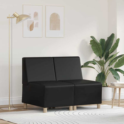 Modulsofa Enhed Uden Arme 2 Pcs Sort 55 X 74 X 82 Cm Faux Læder Lysegrå Og Mørkegrå