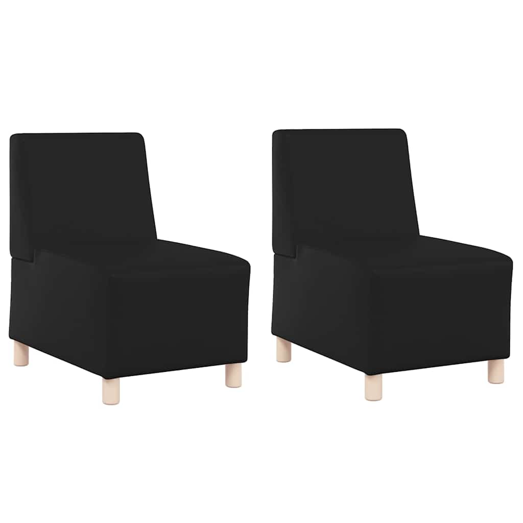 Modulsofa Enhed Uden Arme 2 Pcs Sort 55 X 74 X 82 Cm Faux Læder Lysegrå Og Mørkegrå