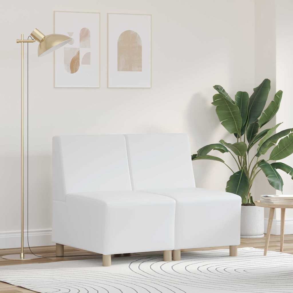 Modulsofa Enhed Uden Arme 2 Pcs Hvid 55 X 74 X 82 Cm Faux Læder Lysegrå Og Mørkegrå