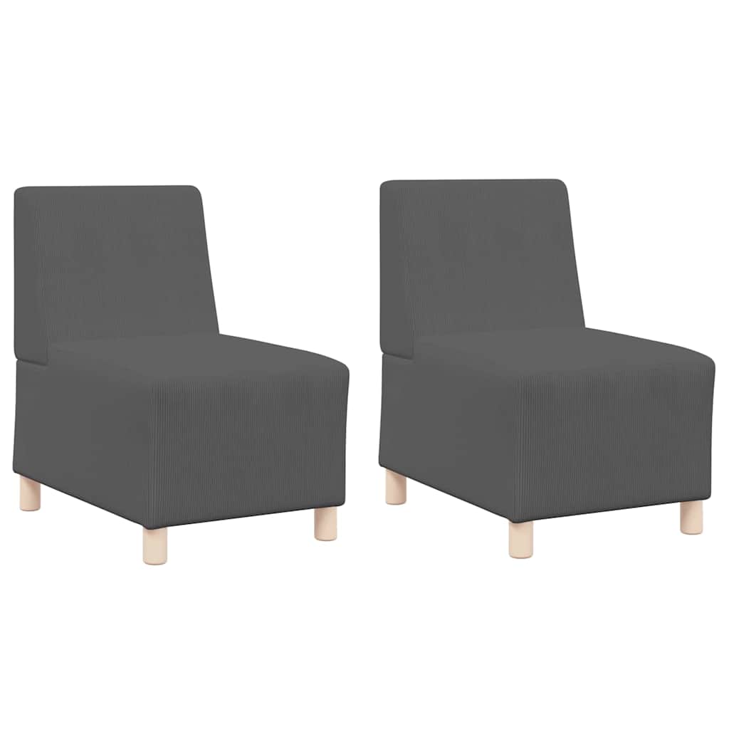 Modulsofa Enhed Uden Arme 2 Pcs Mørkegrå 55 X 74 X 82 Cm Lysegrå Og Mørkegrå
