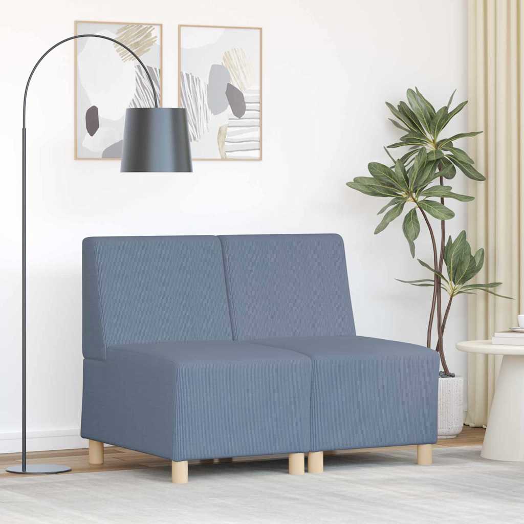 Modulsofa Enhed Uden Arme 2 Pcs Blå 55 X 74 X 82 Cm Velourstof Lysegrå Og Mørkegrå