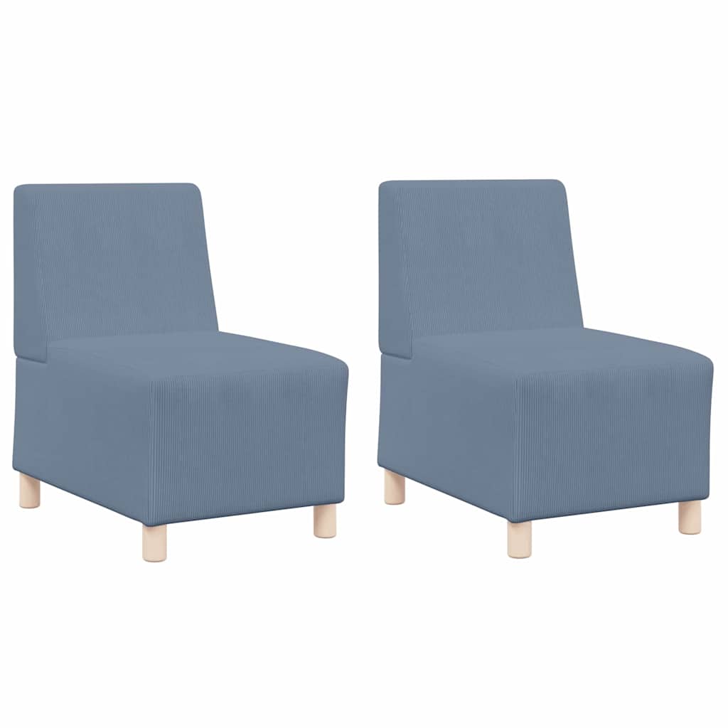 Modulsofa Enhed Uden Arme 2 Pcs Blå 55 X 74 X 82 Cm Velourstof Lysegrå Og Mørkegrå