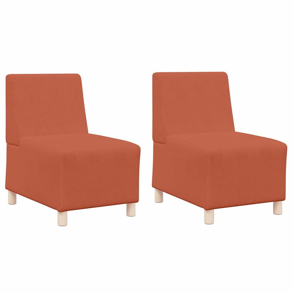 Modulsofa Enhed Uden Arme 2 Pcs Orange 55 X 74 X 82 Cm Lysegrå Og Mørkegrå