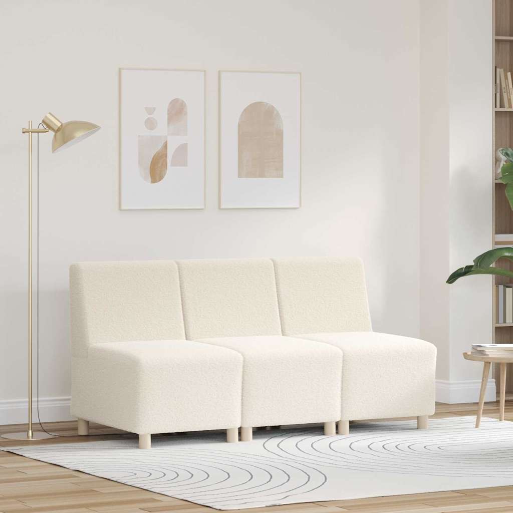 Modulsofa Enhed Uden Arme 3 Pcs Creme 55 X 74 X 82 Cm Lysegrå Og Mørkegrå