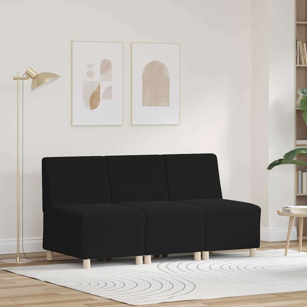 Modulsofa Enhed Uden Arme 3 Pcs Sort 55 X 74 X 82 Cm Lysegrå Og Mørkegrå