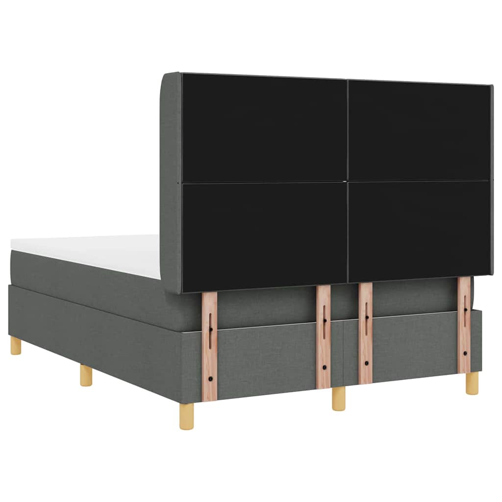 Box Spring Seng Med Madras Grå 140 X 190 Cm Stof